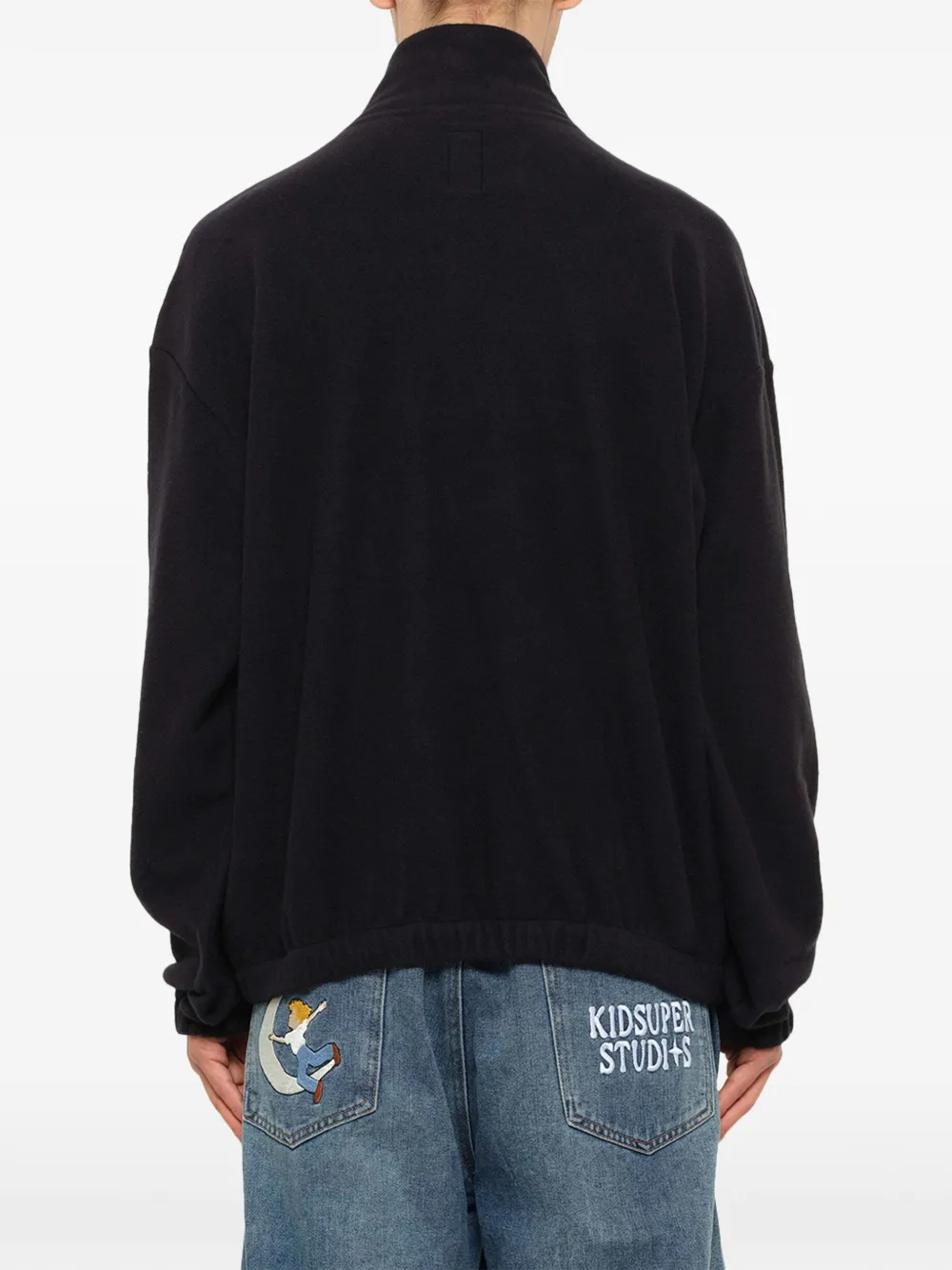 Vowels Fleecejack met kwartrits Zwart