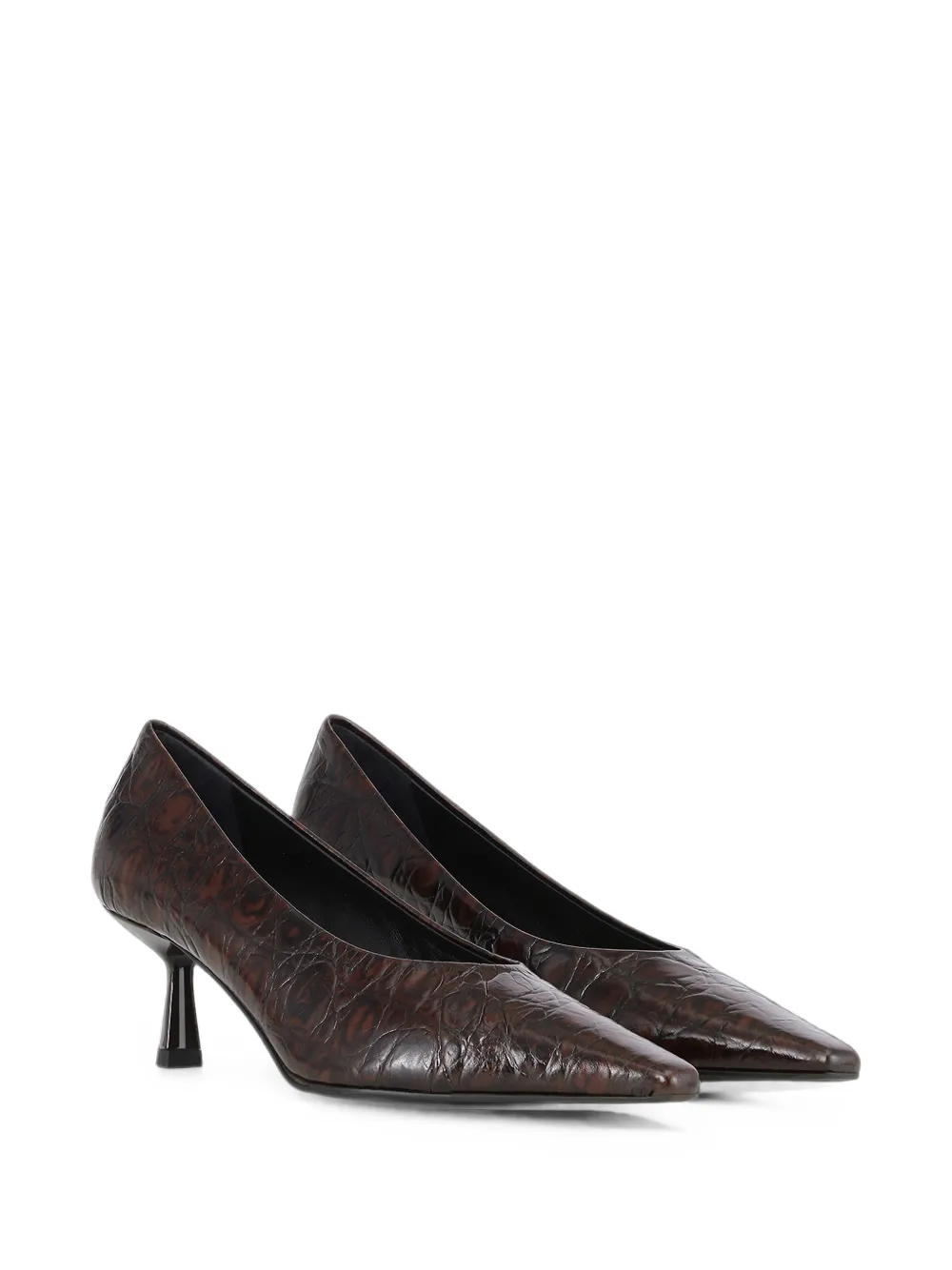 Notabene Emmy Low crocodile-embossed heeled pumps Bruin