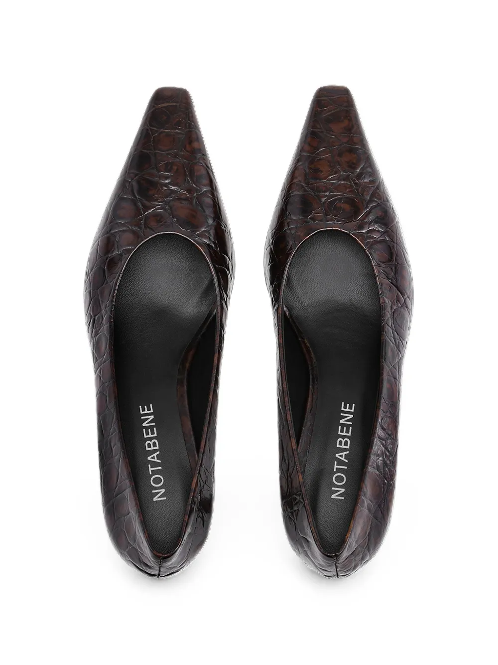 Notabene Emmy Low crocodile-embossed heeled pumps Bruin