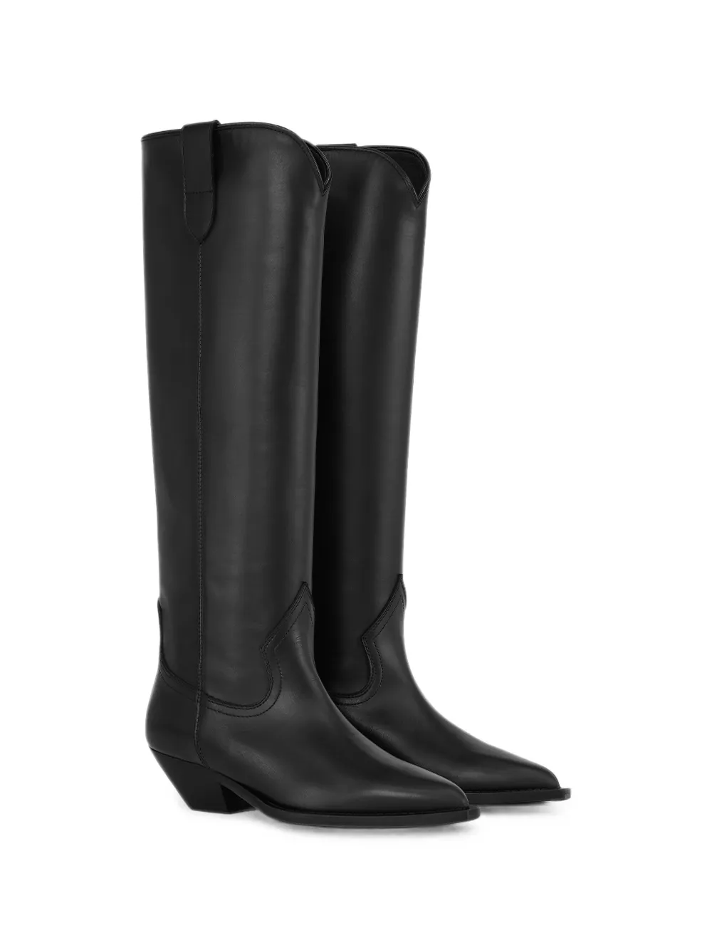 Notabene Antoinette leather knee-high cowboy boots Zwart