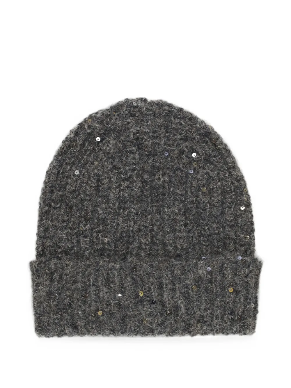 PANICALE sequin-embellished ribbed beanie hat - Grigio