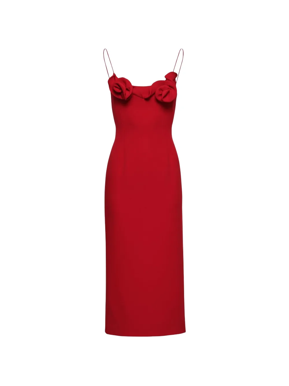 Magda Butrym floral-appliqué spaghetti-strap midi dress Rood
