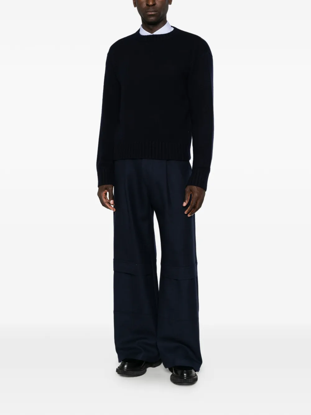extreme cashmere Oldie trui met verlaagde schouders Blauw
