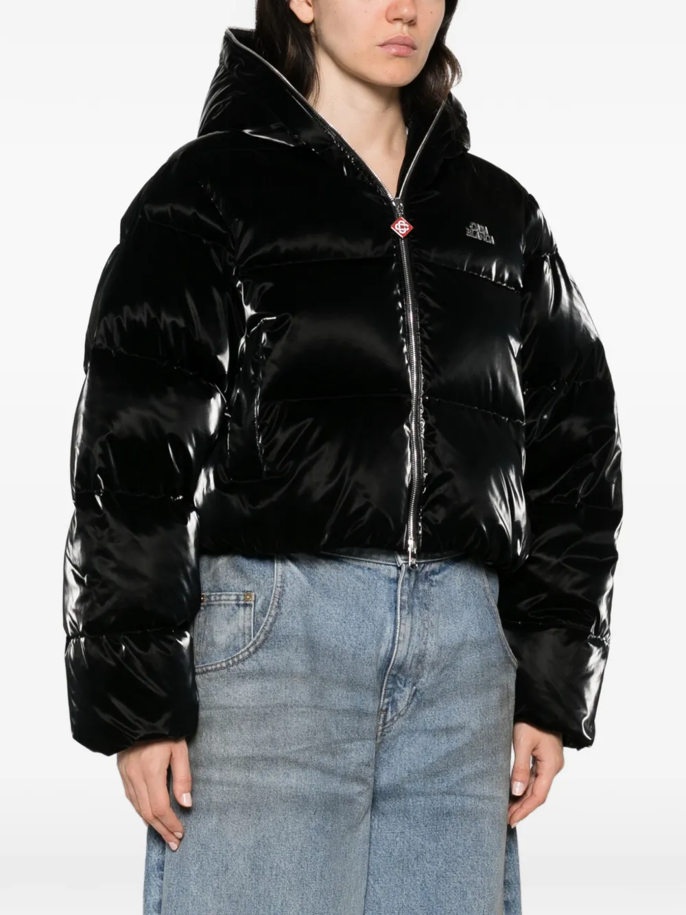 Casablanca quilted hooded jacket Zwart