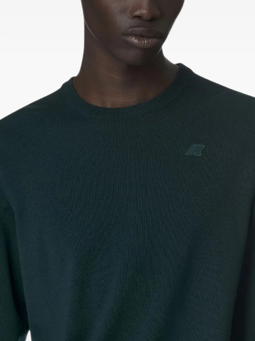 K-Way Trui met logopatch en ronde hals Groen