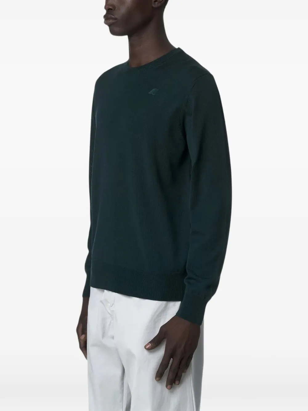 K-Way Trui met logopatch en ronde hals Groen
