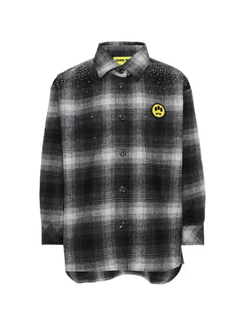 Barrow kids crystal-embellished checked shirt