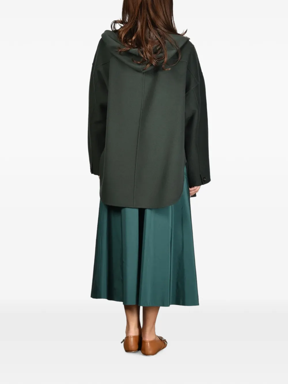 'S Max Mara Jas met gewelfde zoom en capuchon Groen