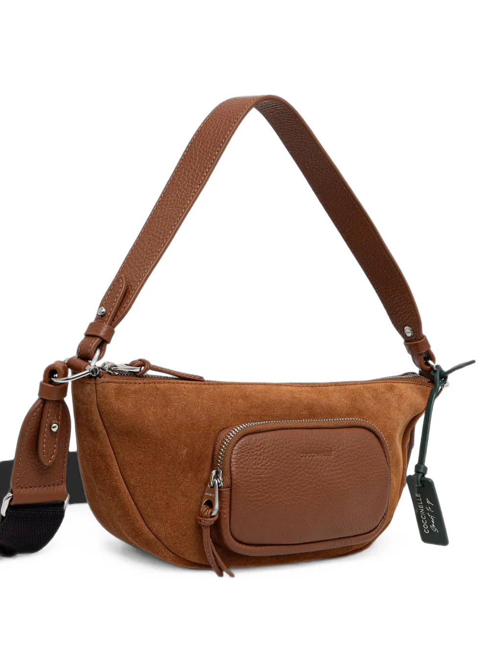 Coccinelle Smart To Go suede-panelled crossbody bag - Marrone