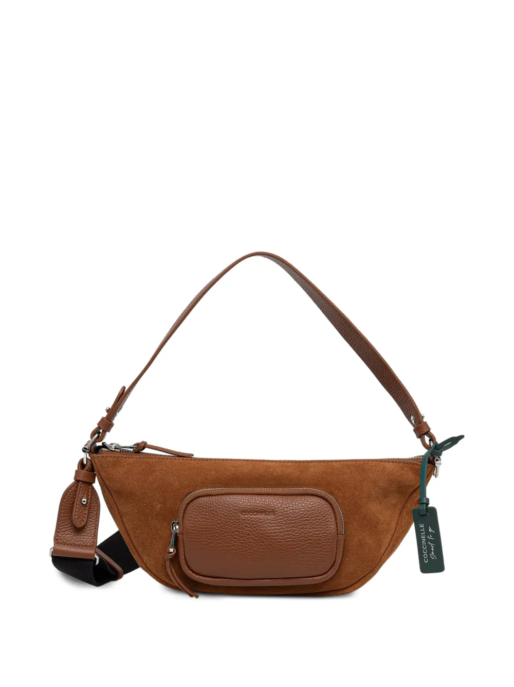 Coccinelle Smart To Go suede-panelled crossbody bag - Braun