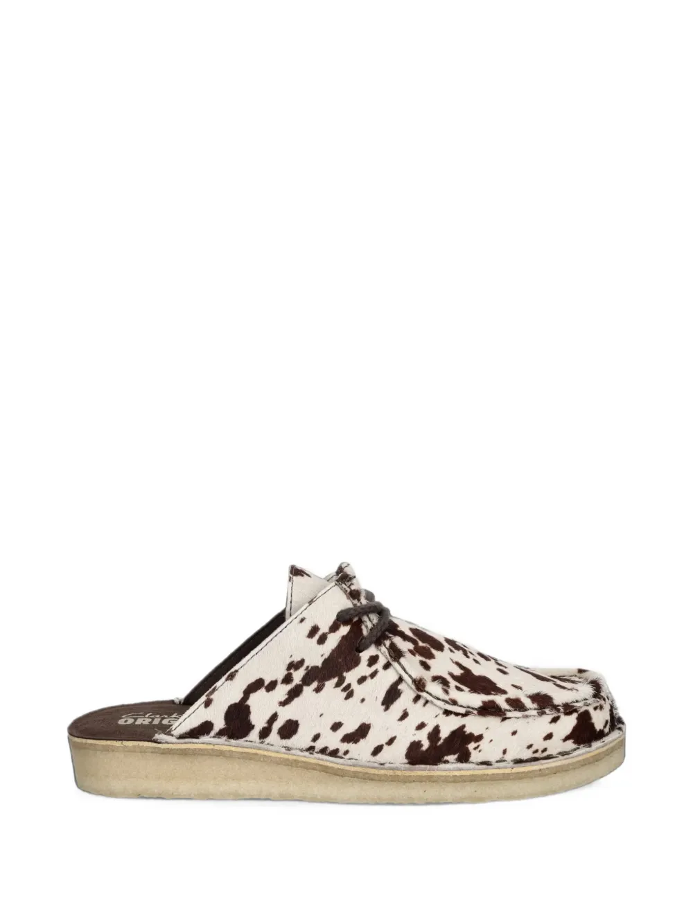 Clarks Originals Desert Nomad cow-print flat mules