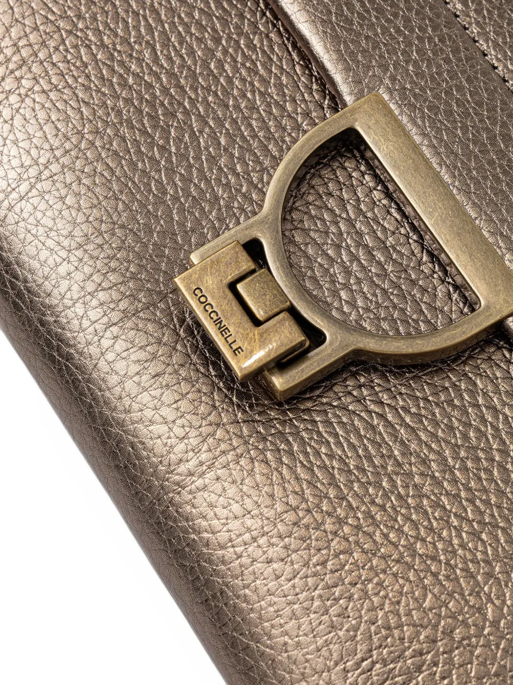 Coccinelle Arlettis leren mini-schoudertas met metallic-effect Bruin