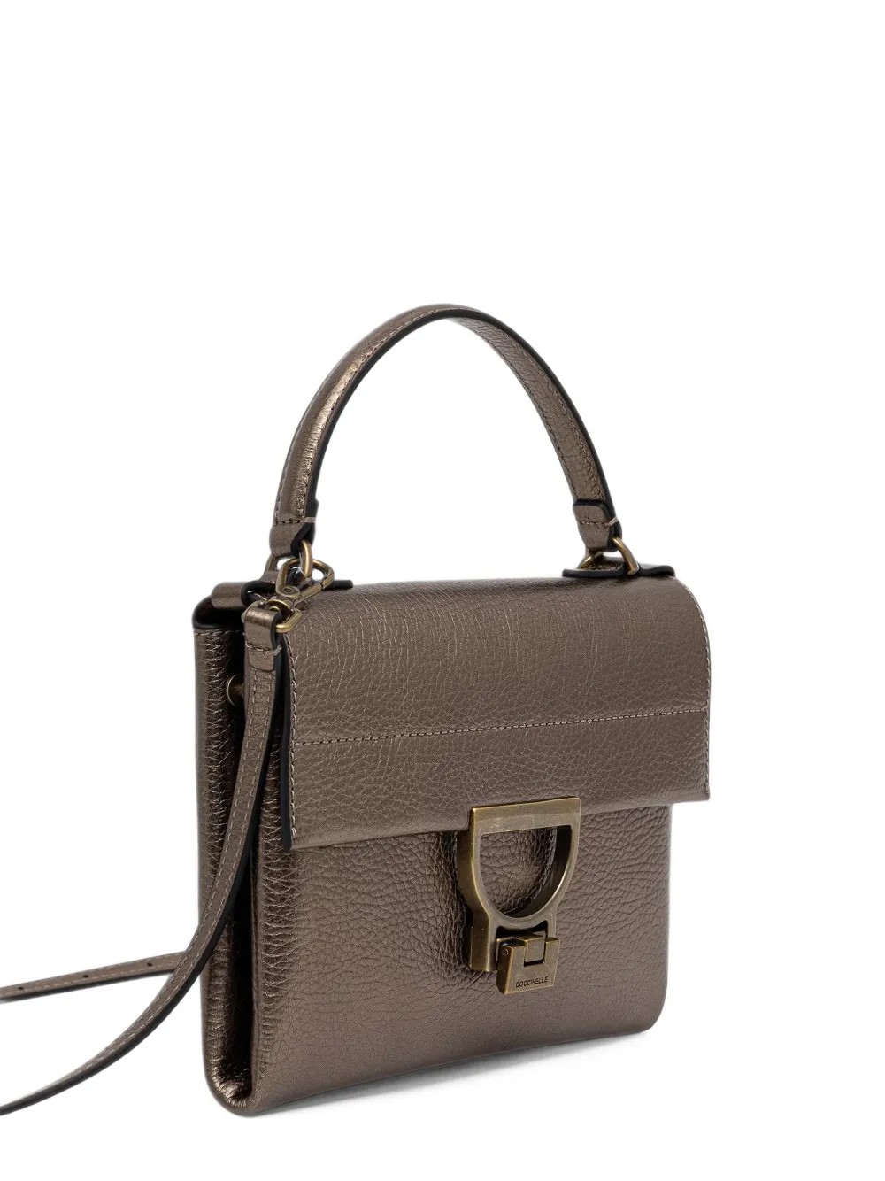 Coccinelle Arlettis leren mini-schoudertas met metallic-effect Bruin