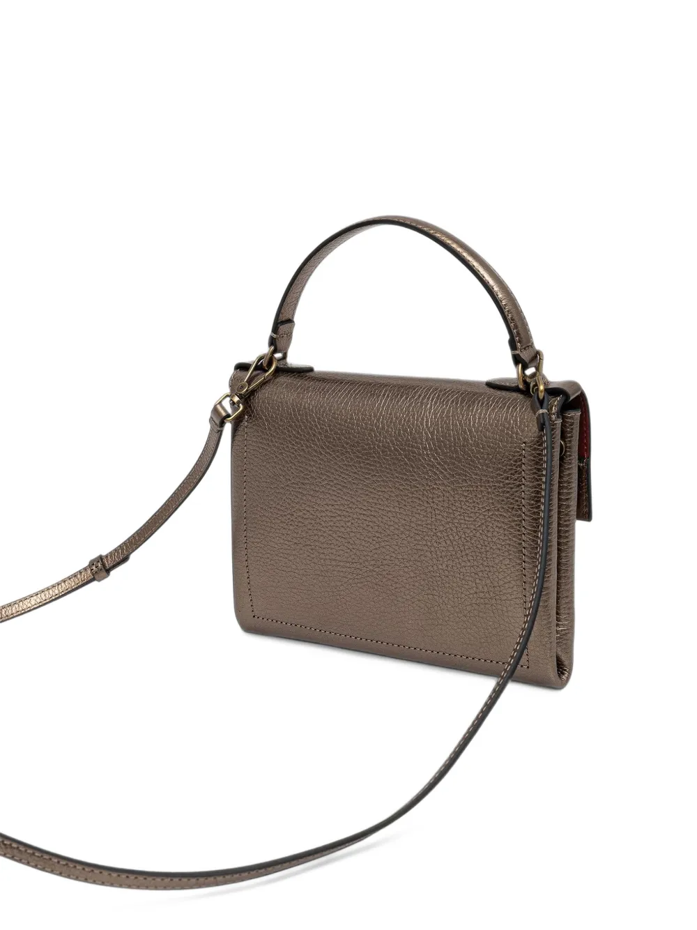 Coccinelle Arlettis leren mini-schoudertas met metallic-effect Bruin