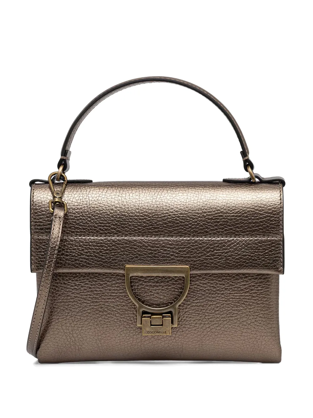 Coccinelle mini Arlettis metallic-effect leather shoulder bag - Braun