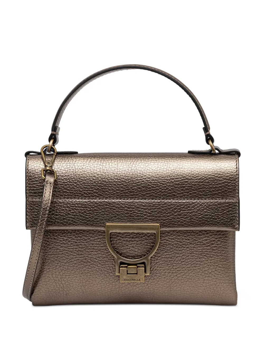 Coccinelle mini Arlettis metallic-effect leather shoulder bag - Marrone