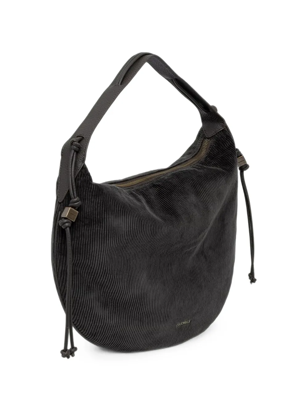 Coccinelle Ribfluwelen shopper met trekkoord Zwart
