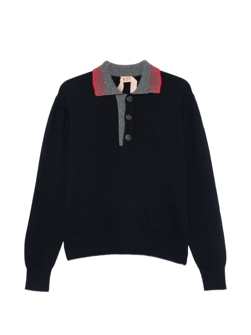 Nº21 contrast-collar button-up top - Blue