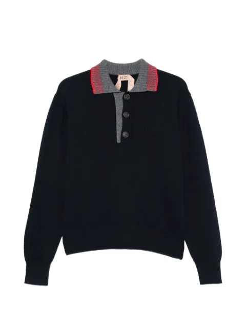 Nº21 contrast-collar button-up top