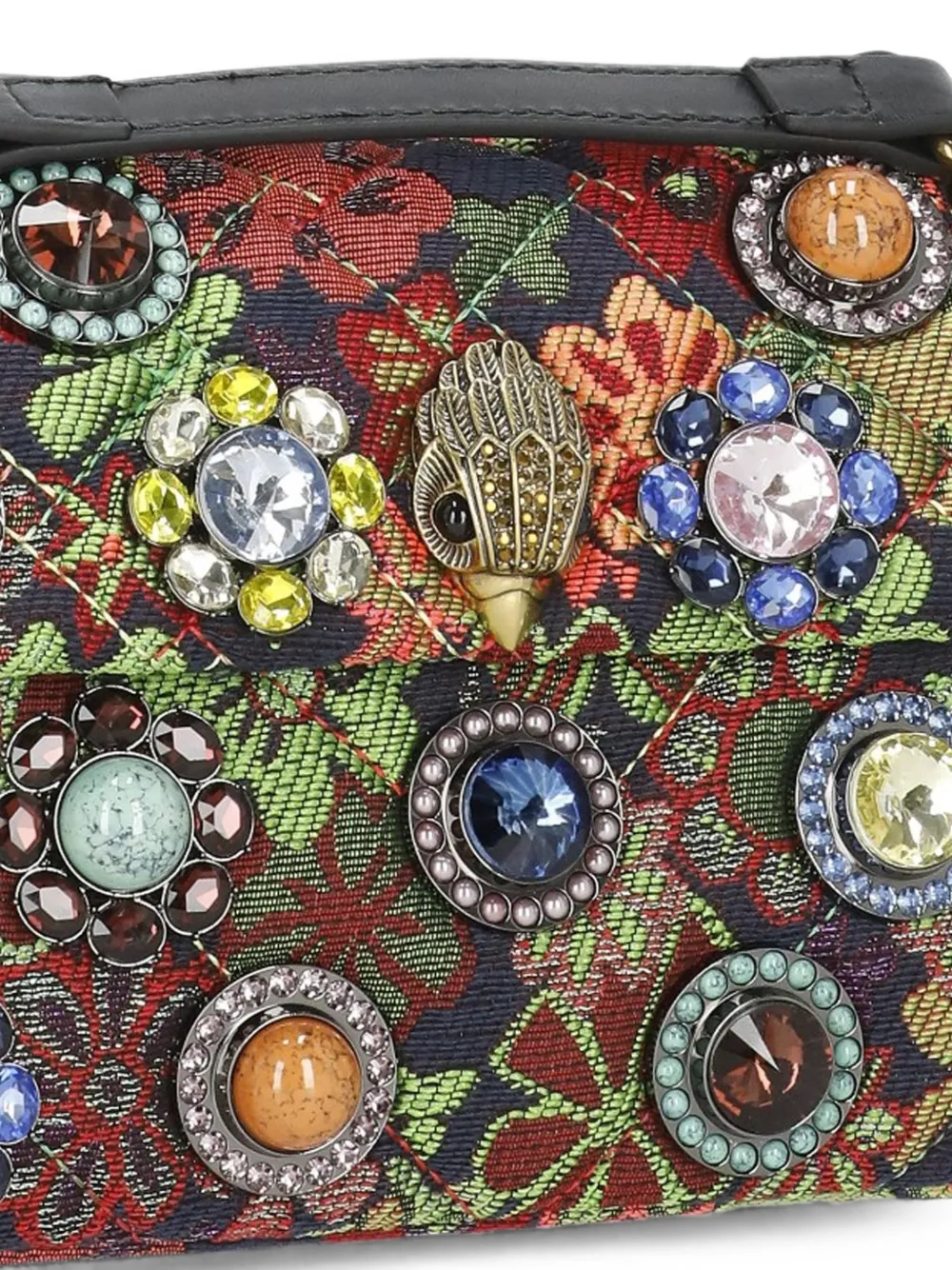 Kurt Geiger London Schoudertas van bloementapisserie verfraaid met kristallen Blauw