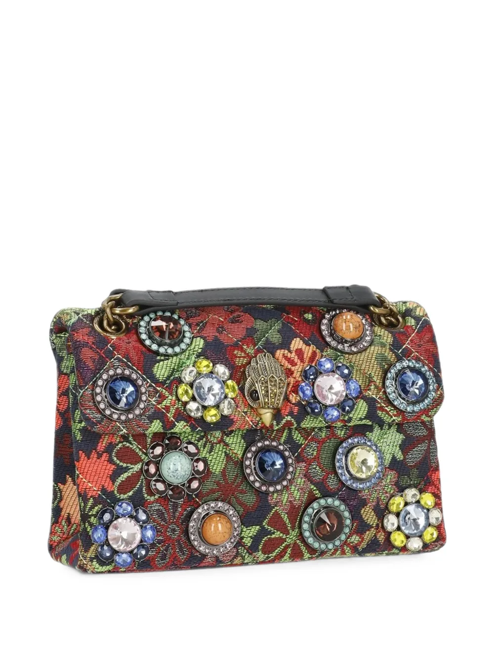 Kurt Geiger London Schoudertas van bloementapisserie verfraaid met kristallen Blauw