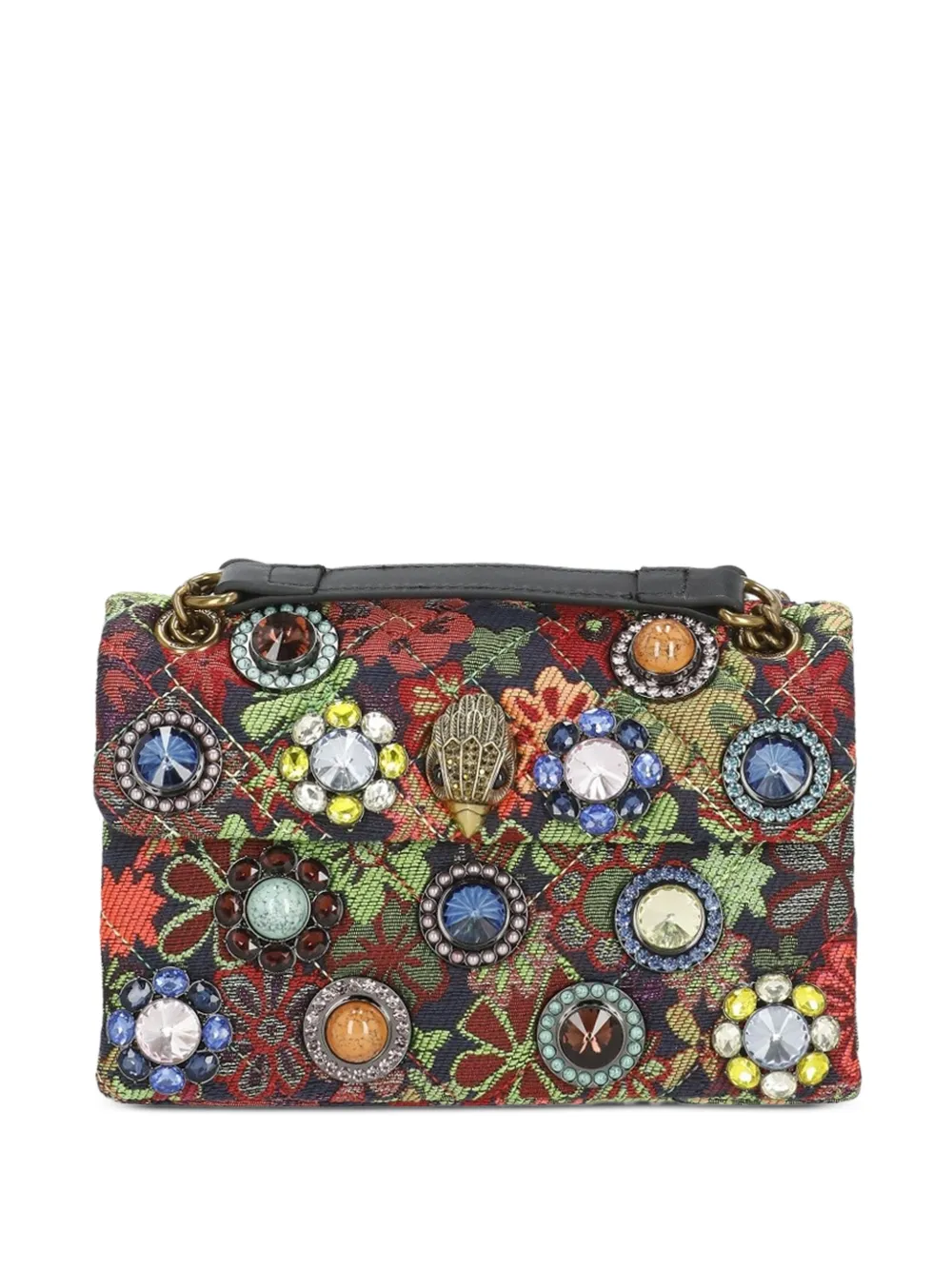 Kurt Geiger London Kensington crystal-embellished floral shoulder bag - Blue