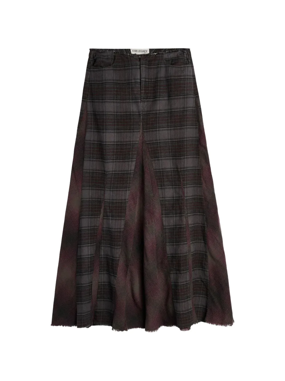 OUR LEGACY Rebel check-pattern panelled maxi skirt - Violet OUR LEGACY Rebel check-pattern panelled maxi skirt - Violet