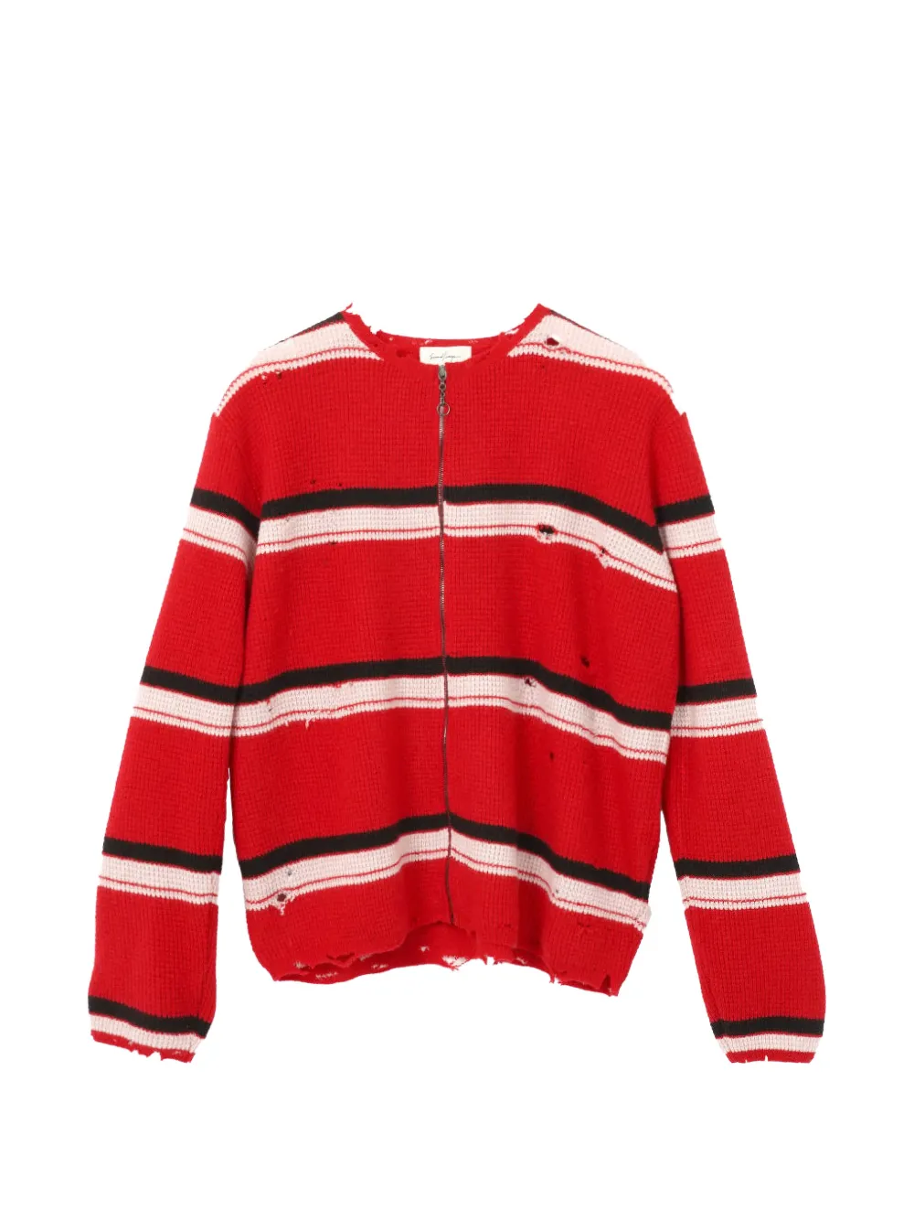 Second/Layer distressed striped cardigan