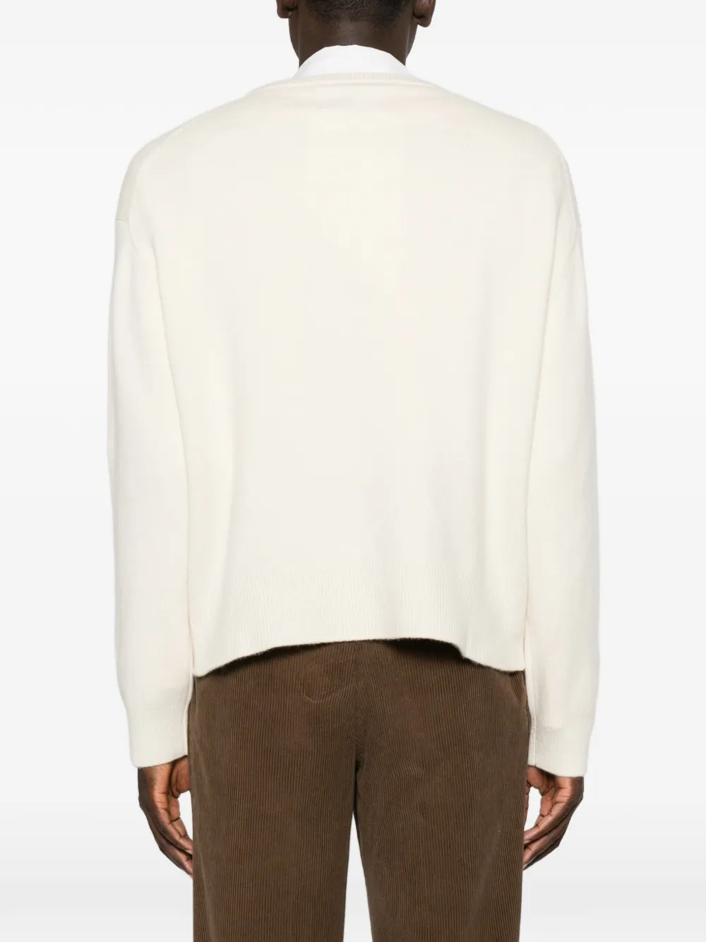 extreme cashmere Mike kasjmier trui met geribbelde afwerking Beige