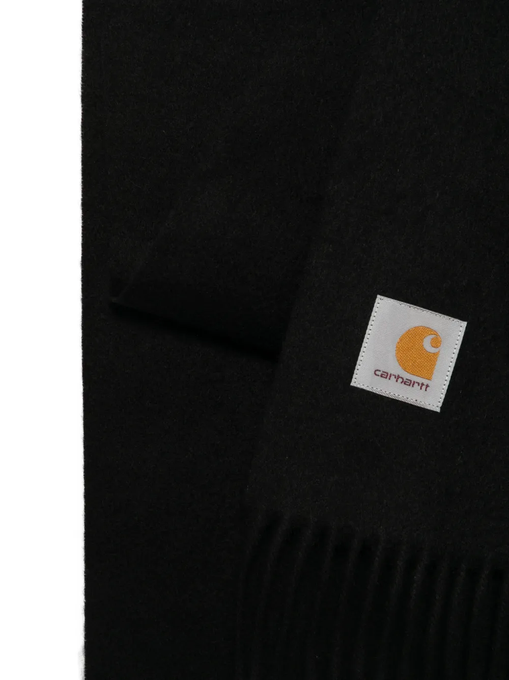 Carhartt WIP Square Label fringed scarf Zwart