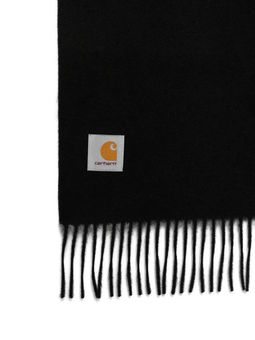 Carhartt WIP Square Label fringed scarf Zwart