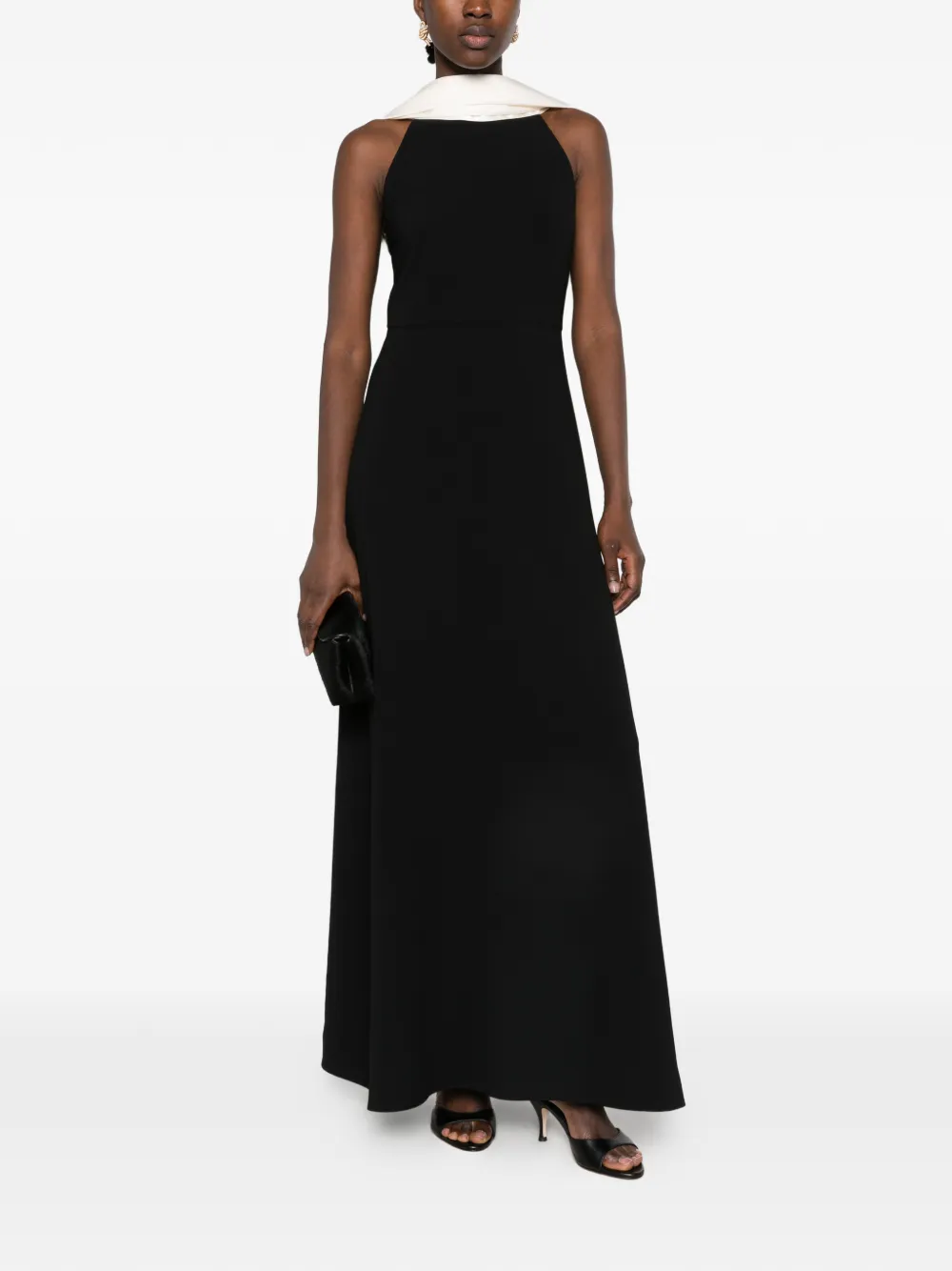 Eleh draped-panel sleeveless maxi dress Zwart