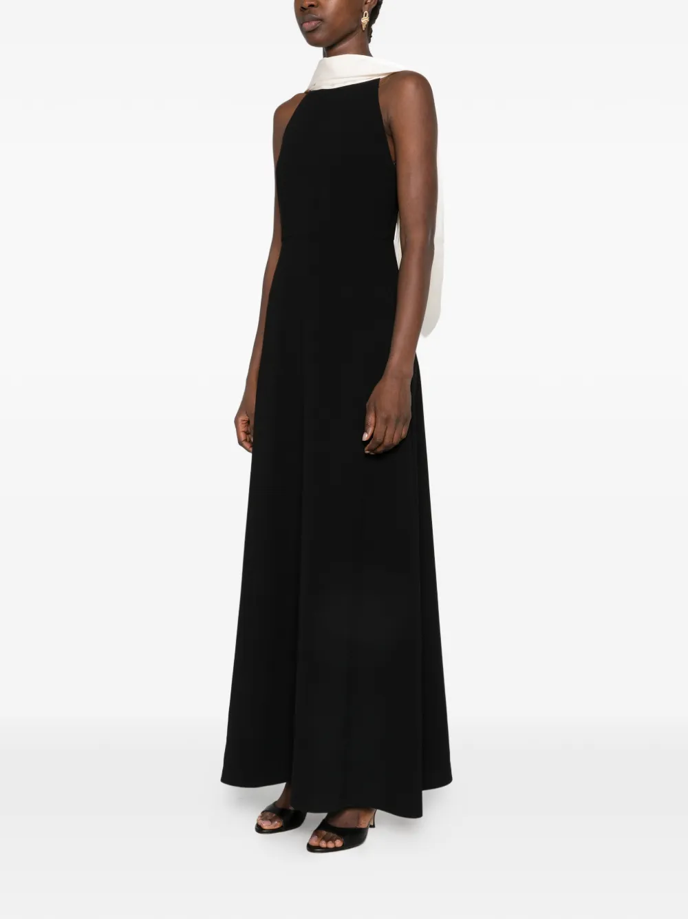 Eleh draped-panel sleeveless maxi dress Zwart