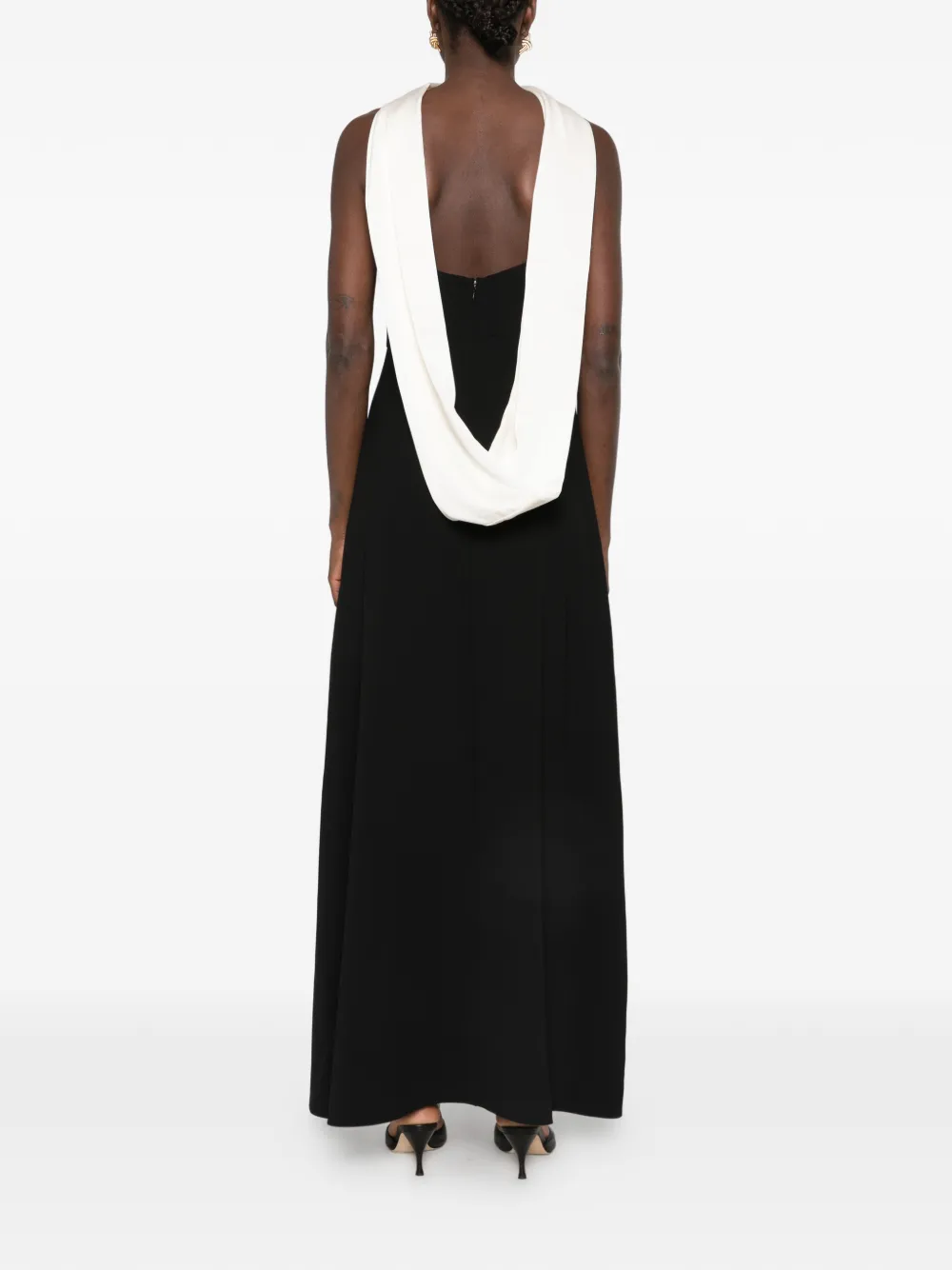 Eleh draped-panel sleeveless maxi dress Zwart