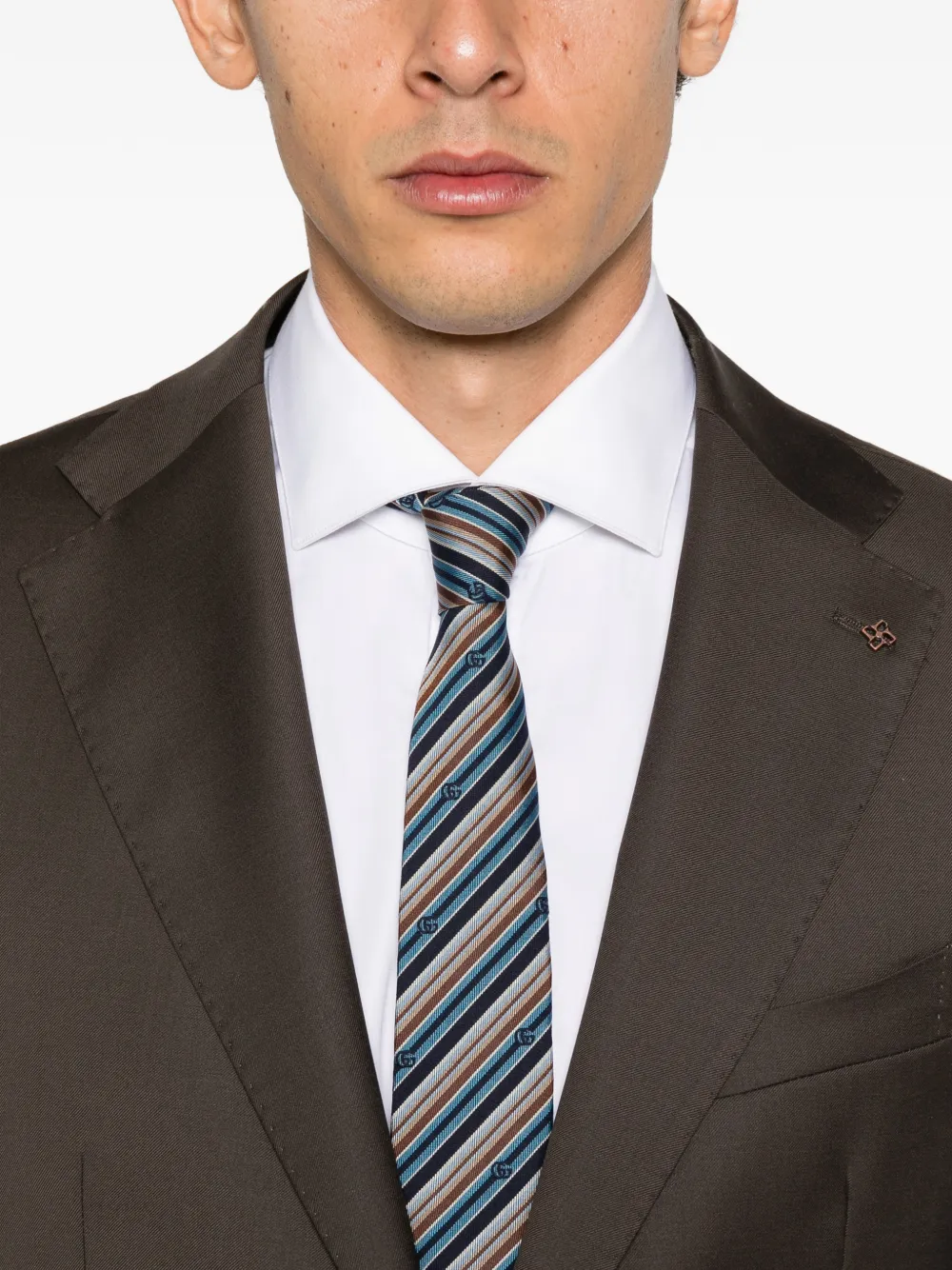 Tagliatore single-breasted notched-lapels suit Bruin