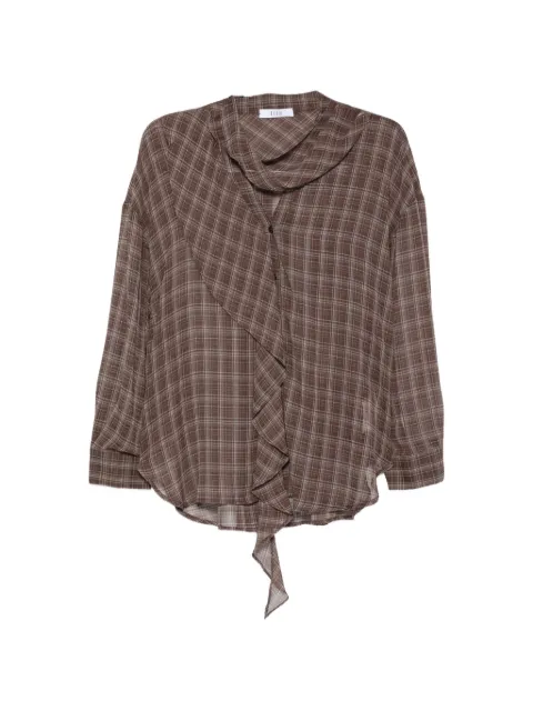 Eleh check-pattern ruffled blouse