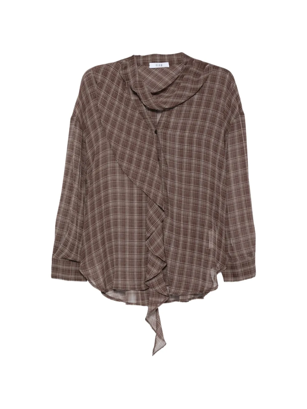 Eleh check-pattern ruffled blouse Bruin