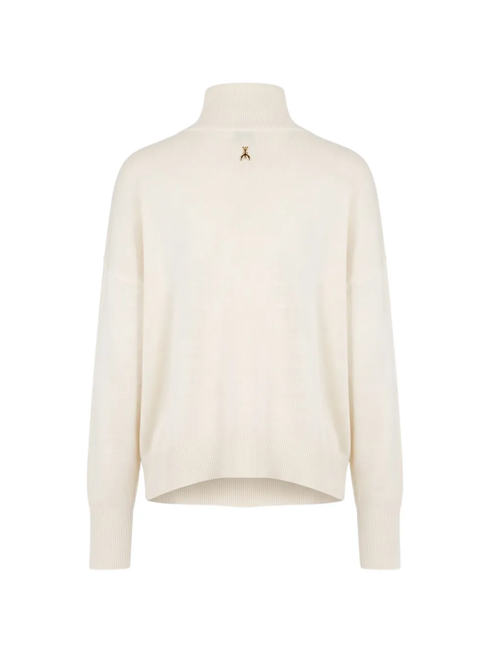 Patrizia Pepe Trui met hoge hals en logoplakkaat Beige