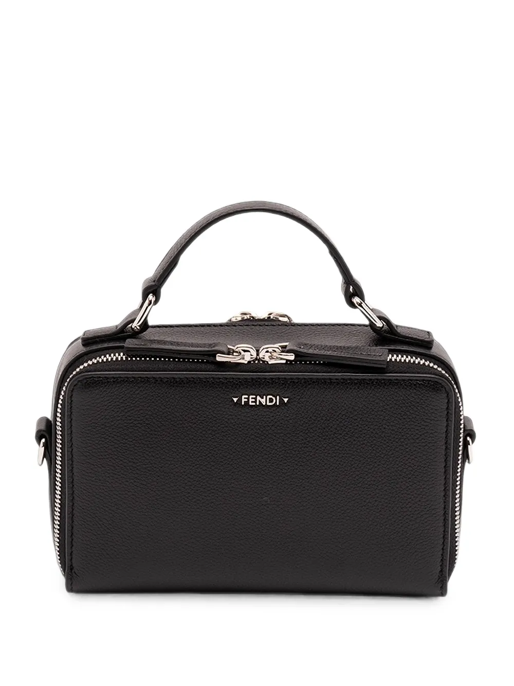FENDI black leather tote bag