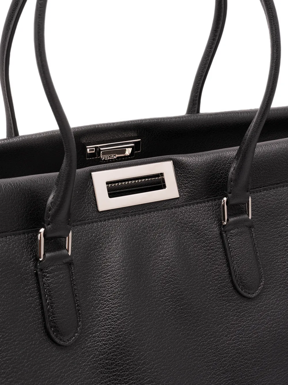 FENDI Grote Peekaboo shopper van leer met textuur Zwart