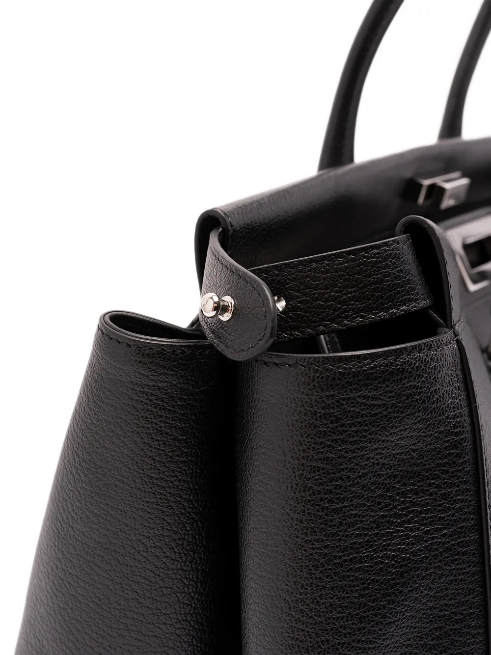 FENDI Grote Peekaboo shopper van leer met textuur Zwart