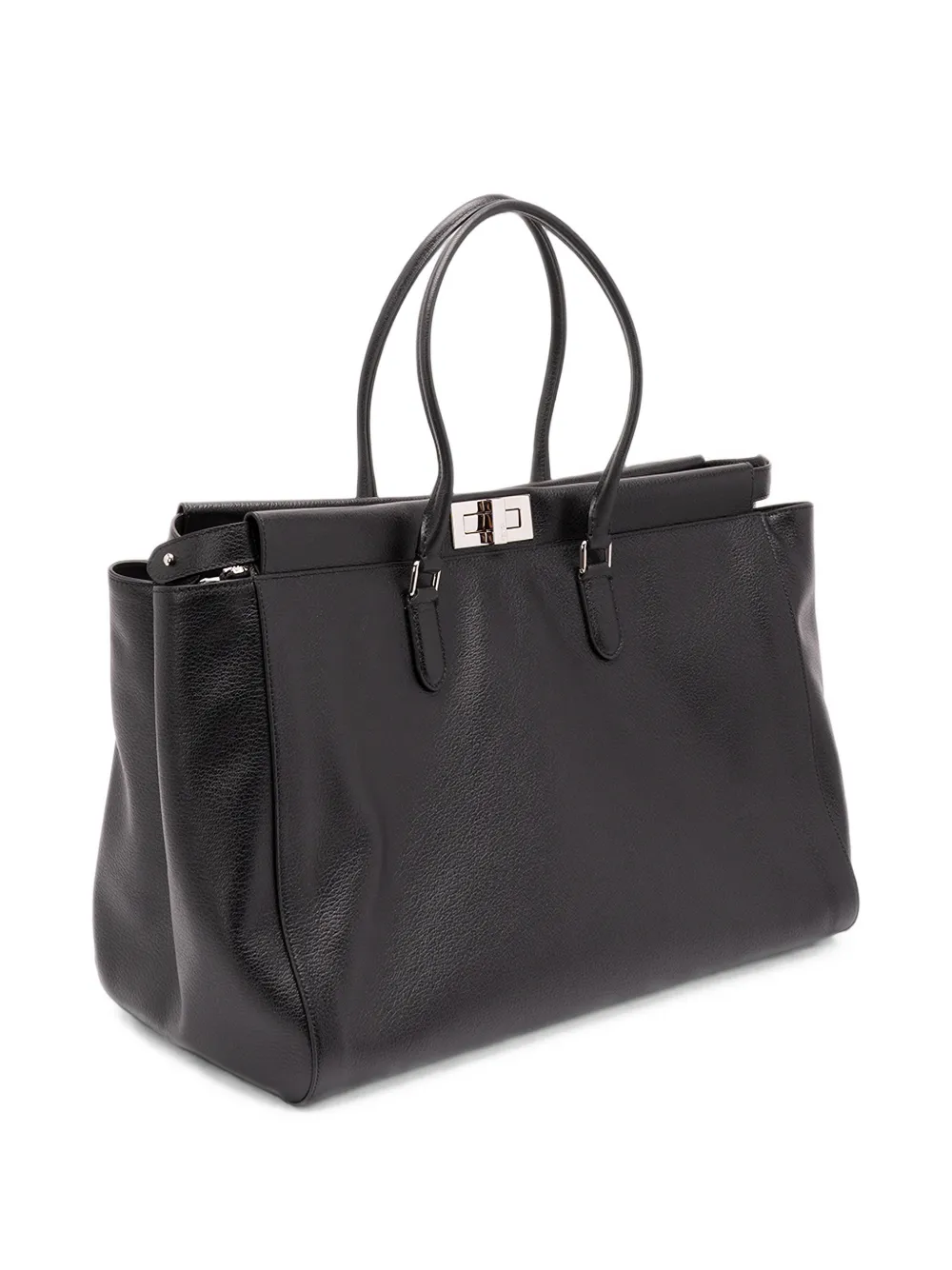 FENDI Grote Peekaboo shopper van leer met textuur Zwart