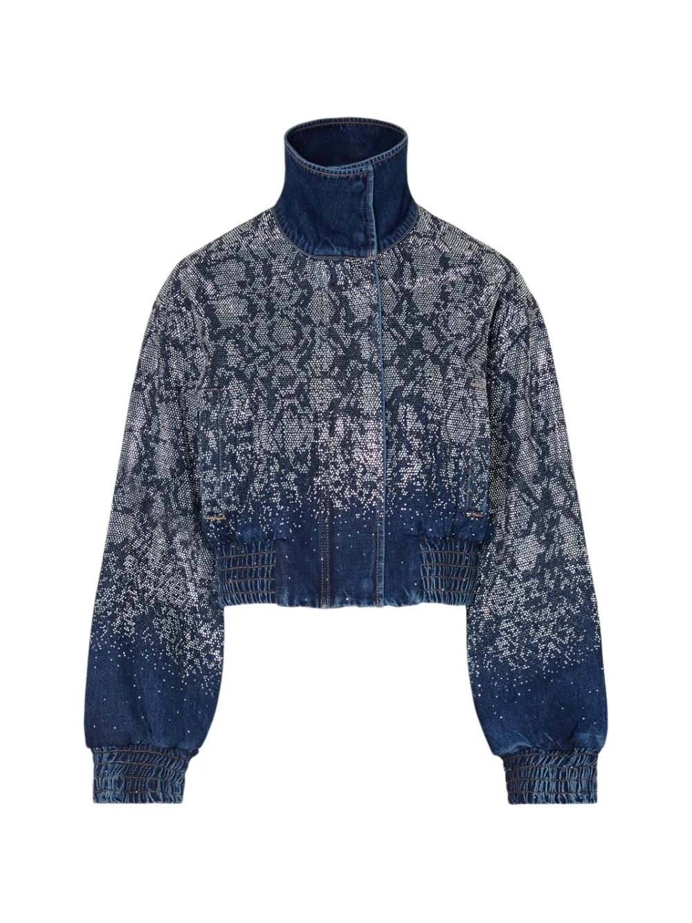 LIU JO cropped denim bomber with rhinestones
