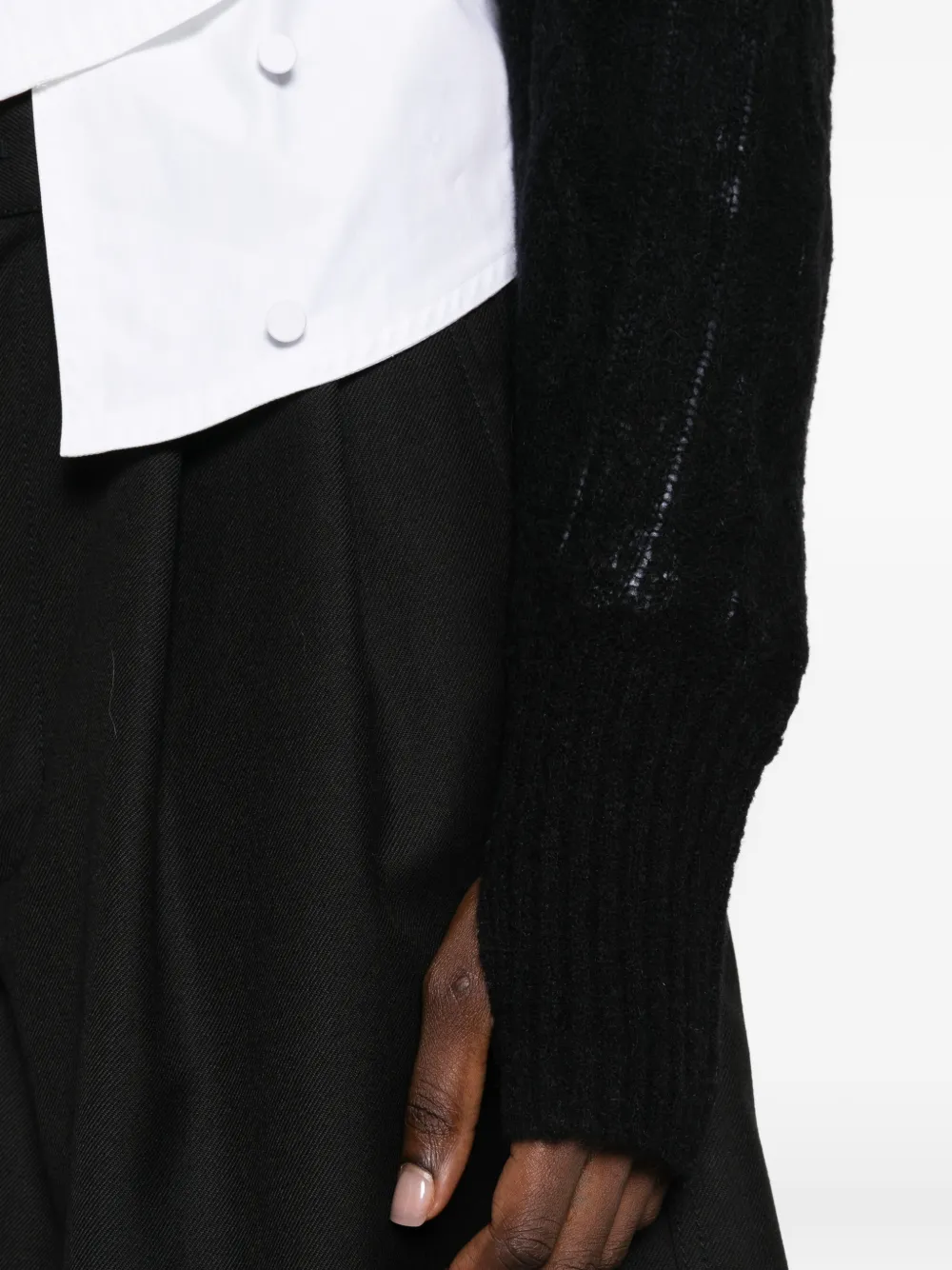 Yohji Yamamoto open-knit cropped cardigan Zwart