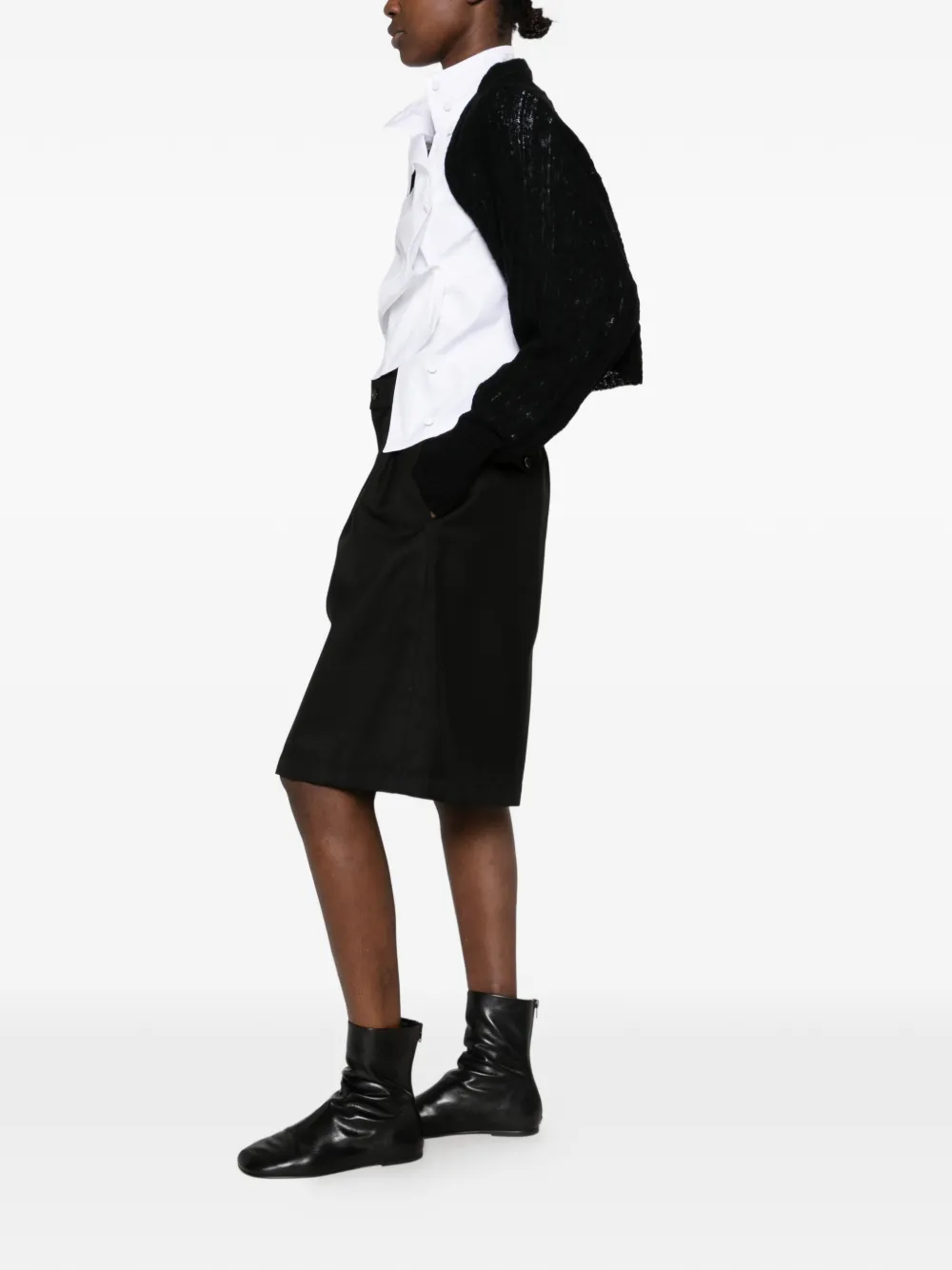 Yohji Yamamoto open-knit cropped cardigan Zwart