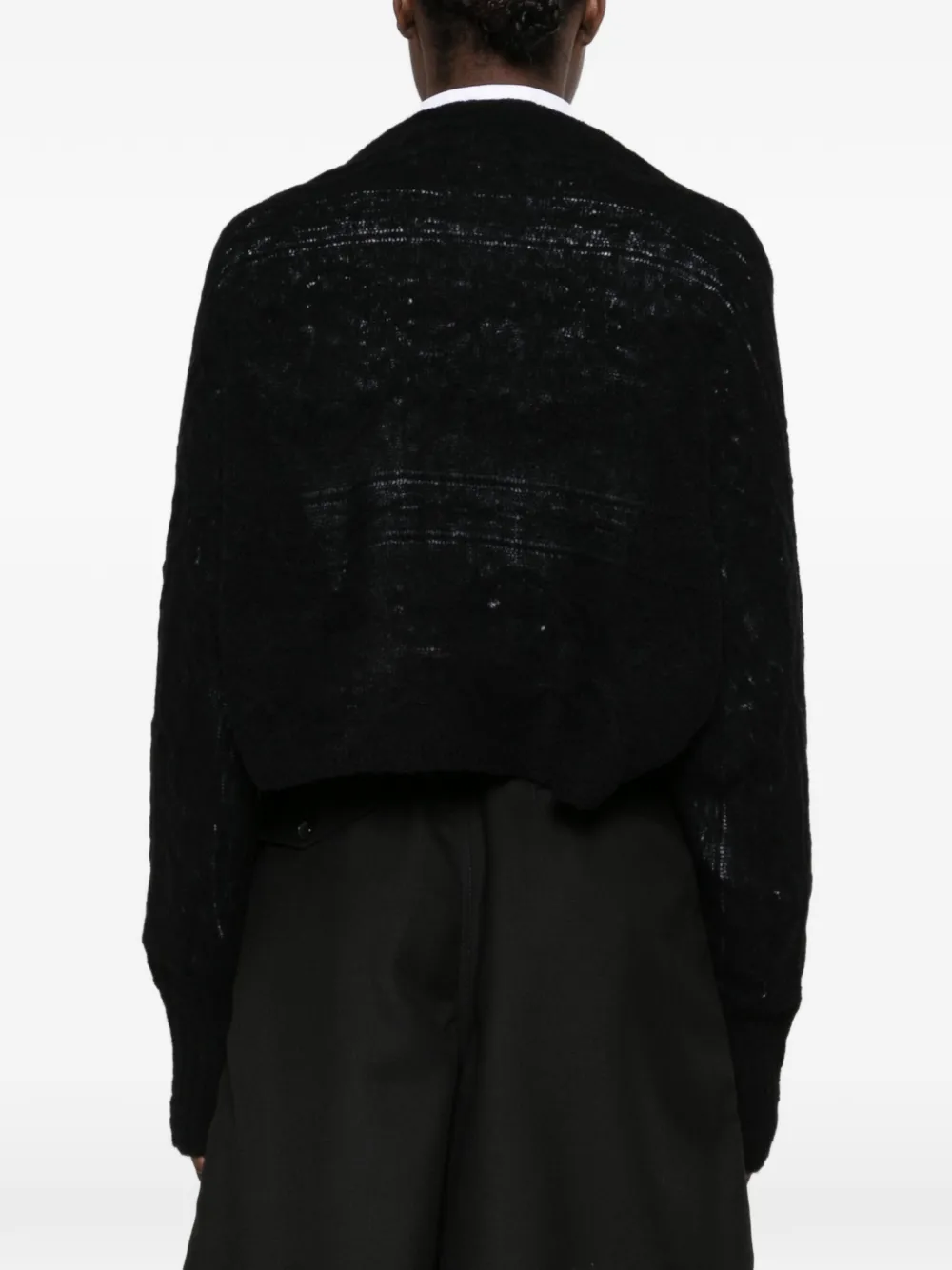 Yohji Yamamoto open-knit cropped cardigan Zwart