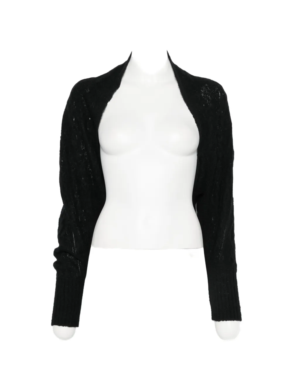 Yohji Yamamoto open-knit cropped cardigan - Black
