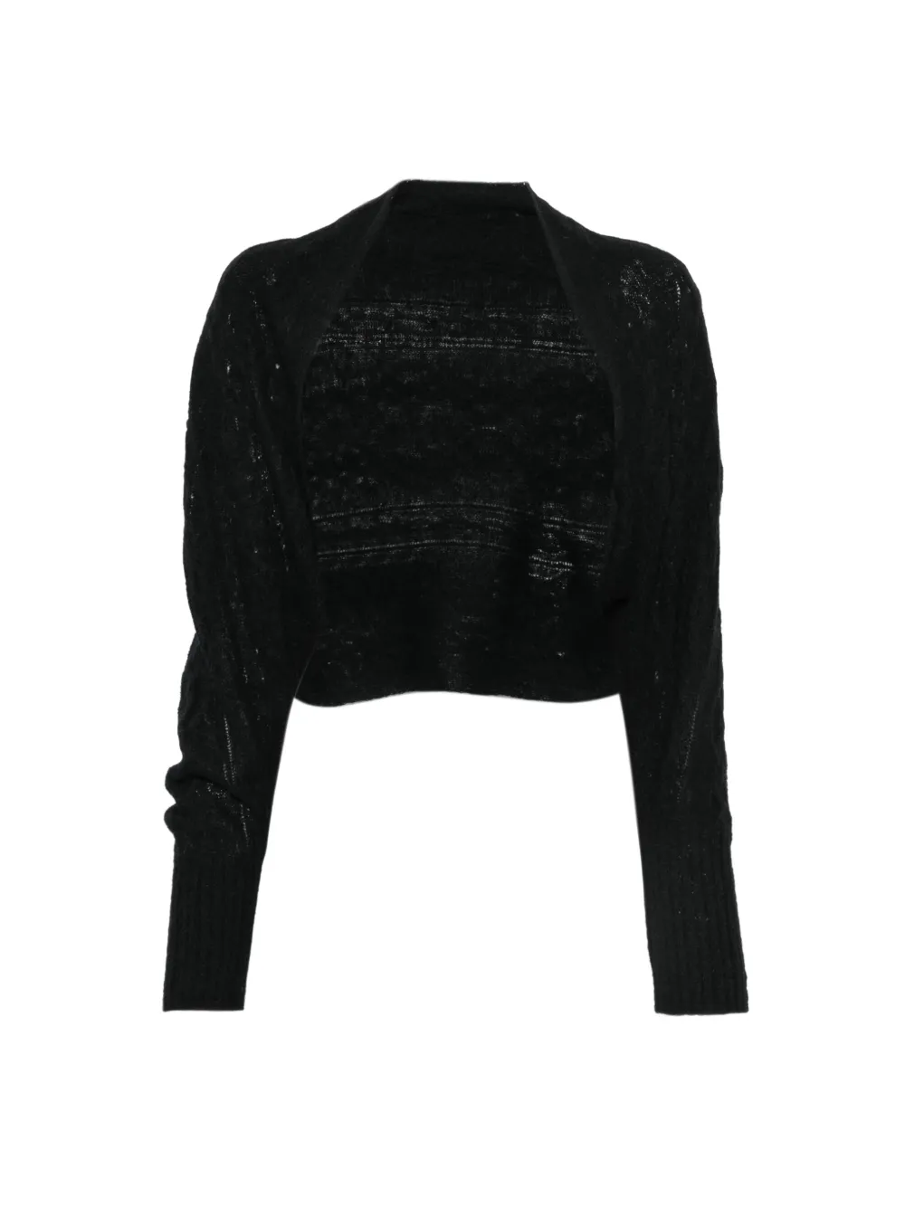Yohji Yamamoto open-knit cropped cardigan Zwart