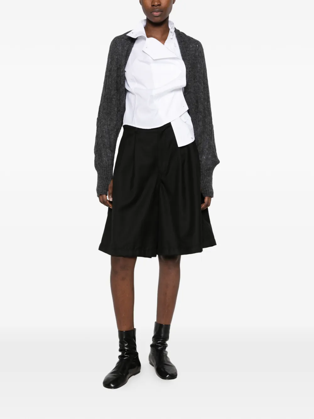 Yohji Yamamoto fine-knit open-front cardigan - Grigio
