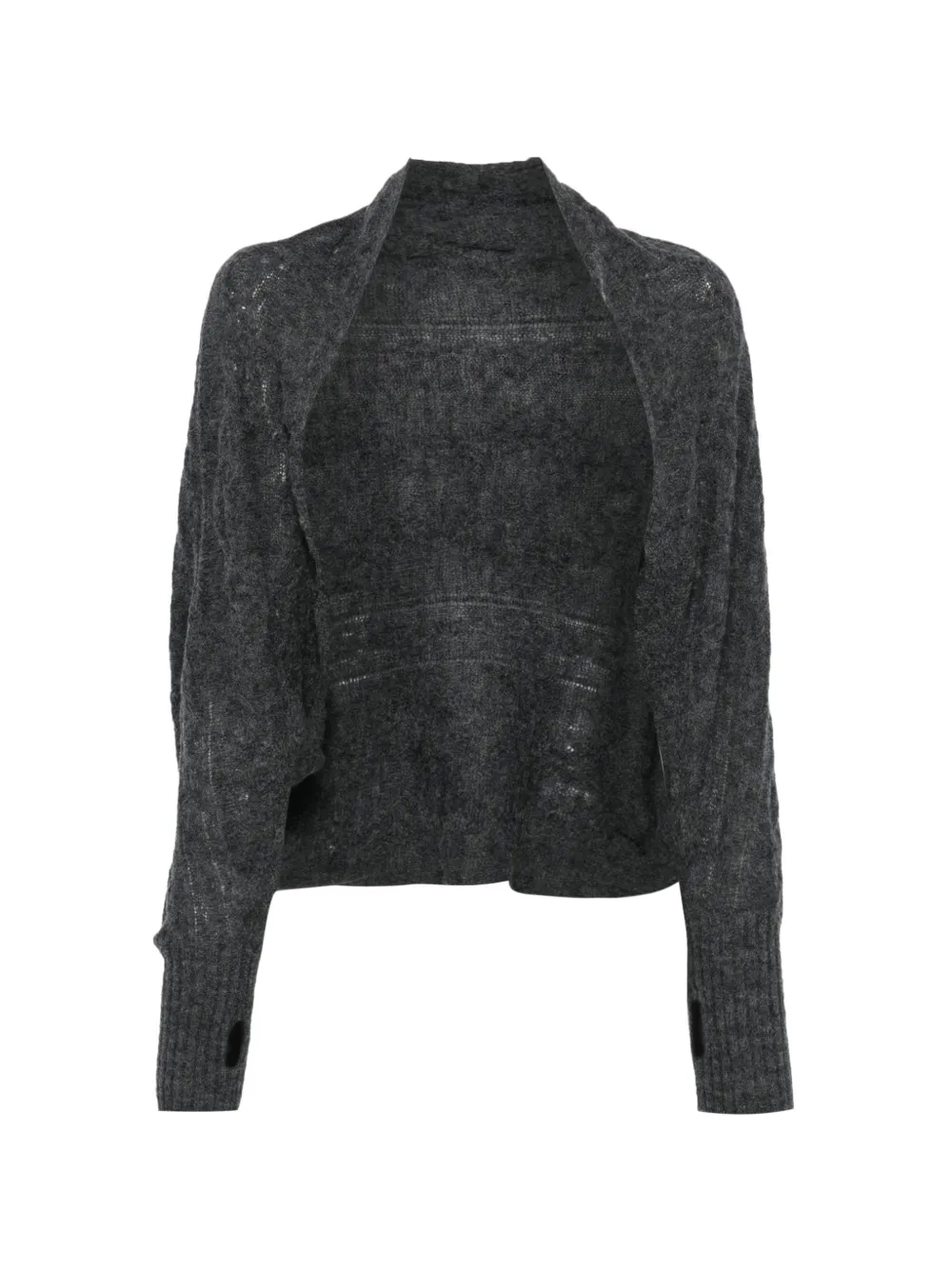 Yohji Yamamoto fine-knit open-front cardigan Grijs